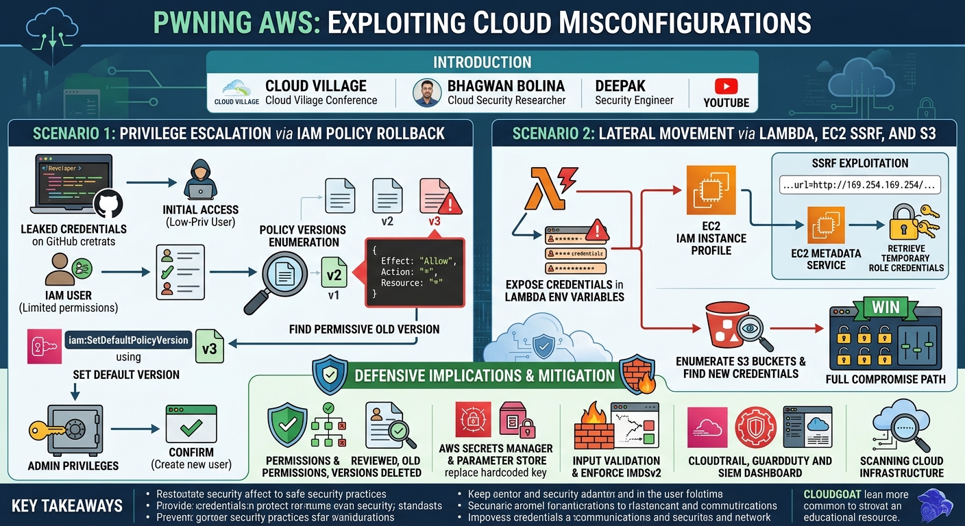 Visual summary for Pwning AWS: Exploiting Cloud Misconfigurations