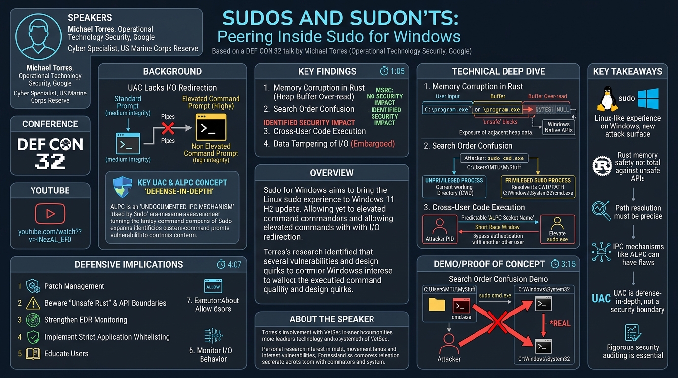 Visual summary for Sudos and Sudon’ts: Peering inside Sudo for Windows by Michael Torres