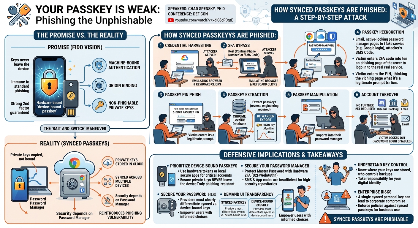 Visual summary for Your Passkey is Weak: Phishing the Unphishable by Chad Spensky, Ph D