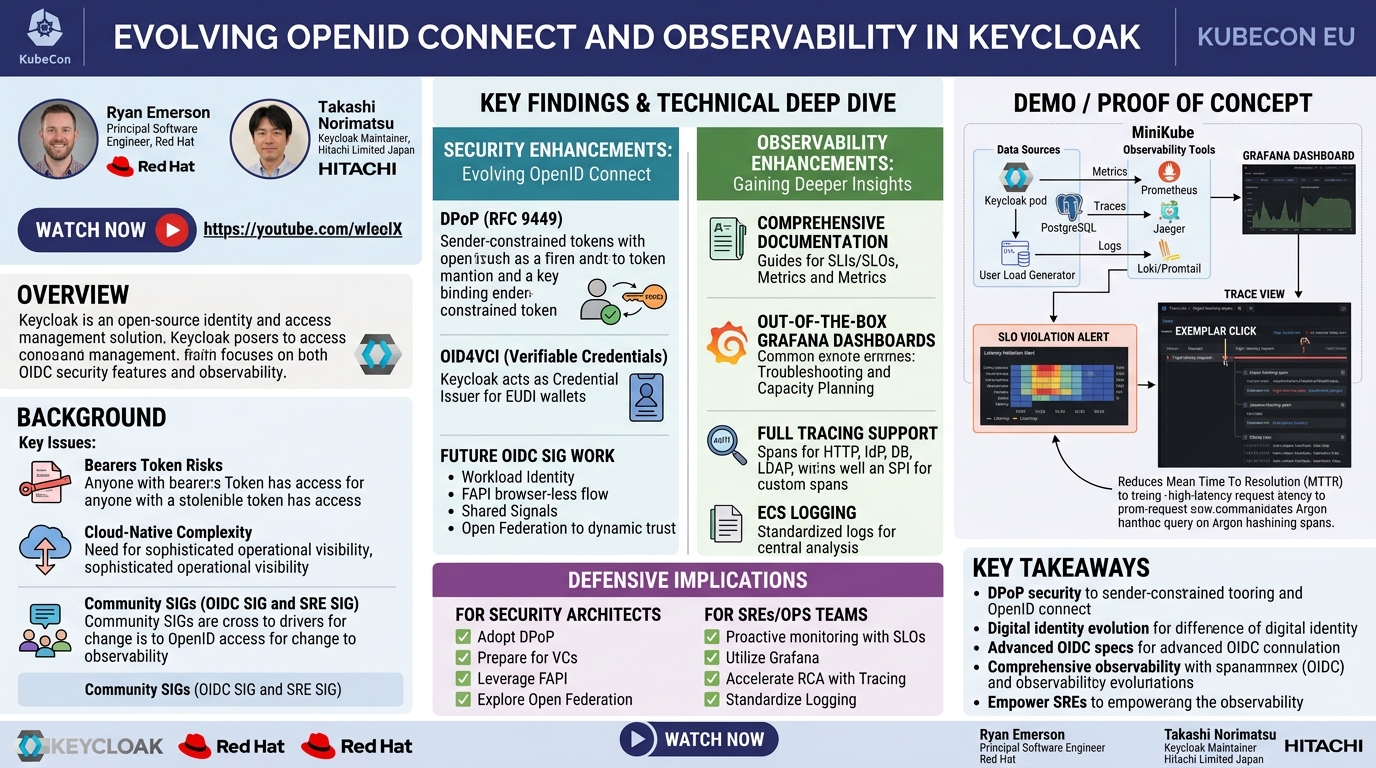 Visual summary for Evolving OpenID Connect and Observability in Keycloak - Ryan Emerson & Takashi Norimatsu by Ryan Emerson, Takashi Norimatsu