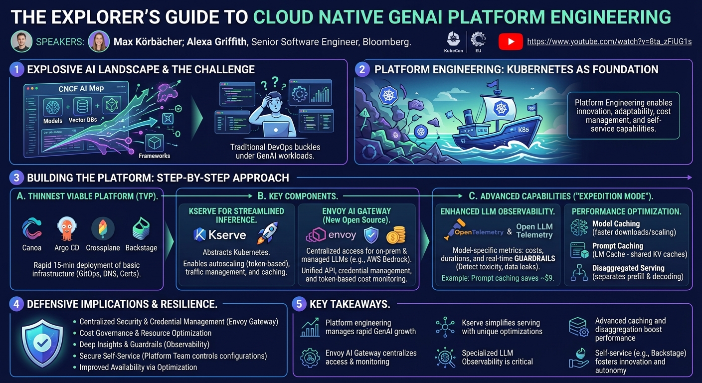 Visual summary for The Explorer's Guide To Cloud Native GenAI Platform Engineering - Max Körbächer & Alexa Griffith by Max Körbächer, Alexa Griffith