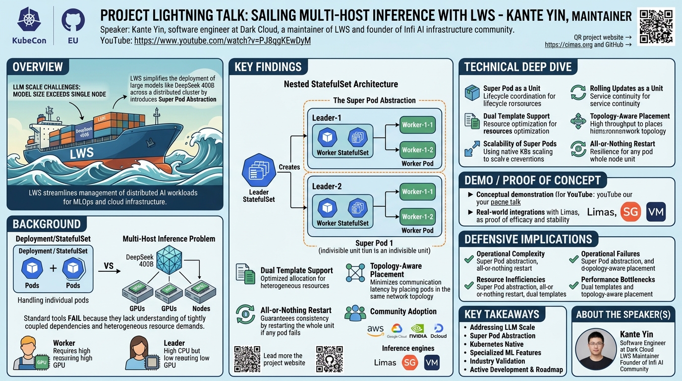 Visual summary for Project Lightning Talk: Sailing Multi-Host Inference with LWS - Kante Yin, Maintainer by Kante Yin, Maintainer