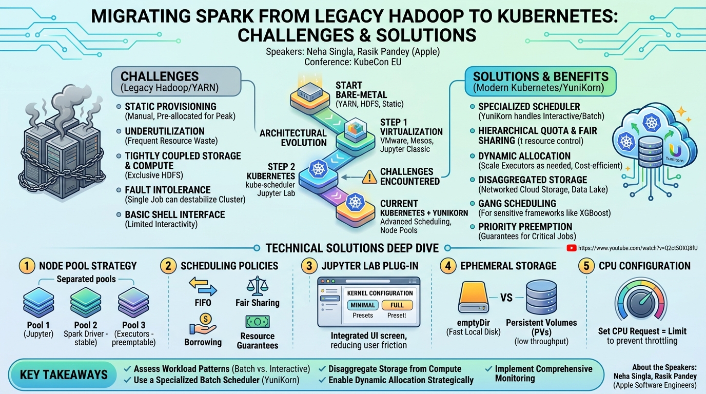 Visual summary for Challenges of and Solutions for Migrating Spark From Legacy Hadoop Clu... Neha Singla & Rasik Pandey by Neha Singla, Rasik Pandey