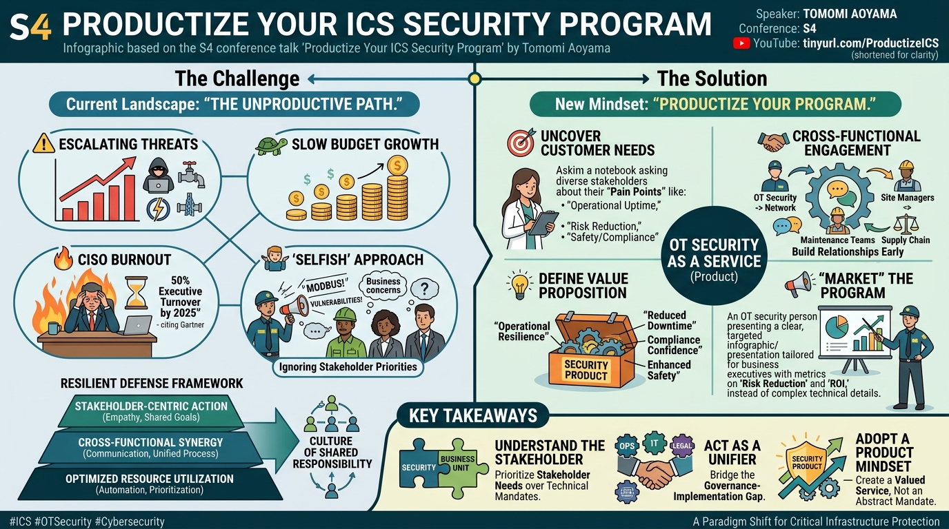 Visual summary for Productize Your ICS Security Program by Tomomi Aoyama