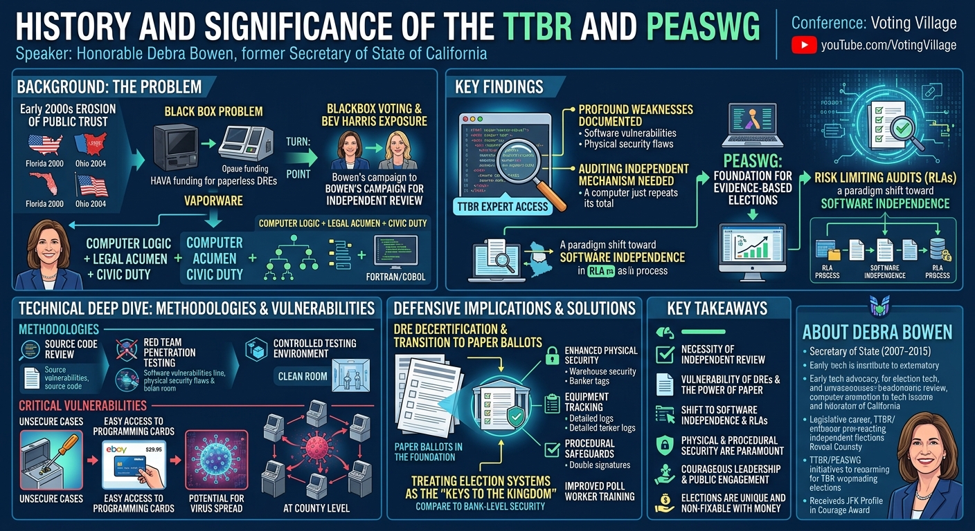 Visual summary for History and Significance of the TTBR and PEASWG by Debra Bowen