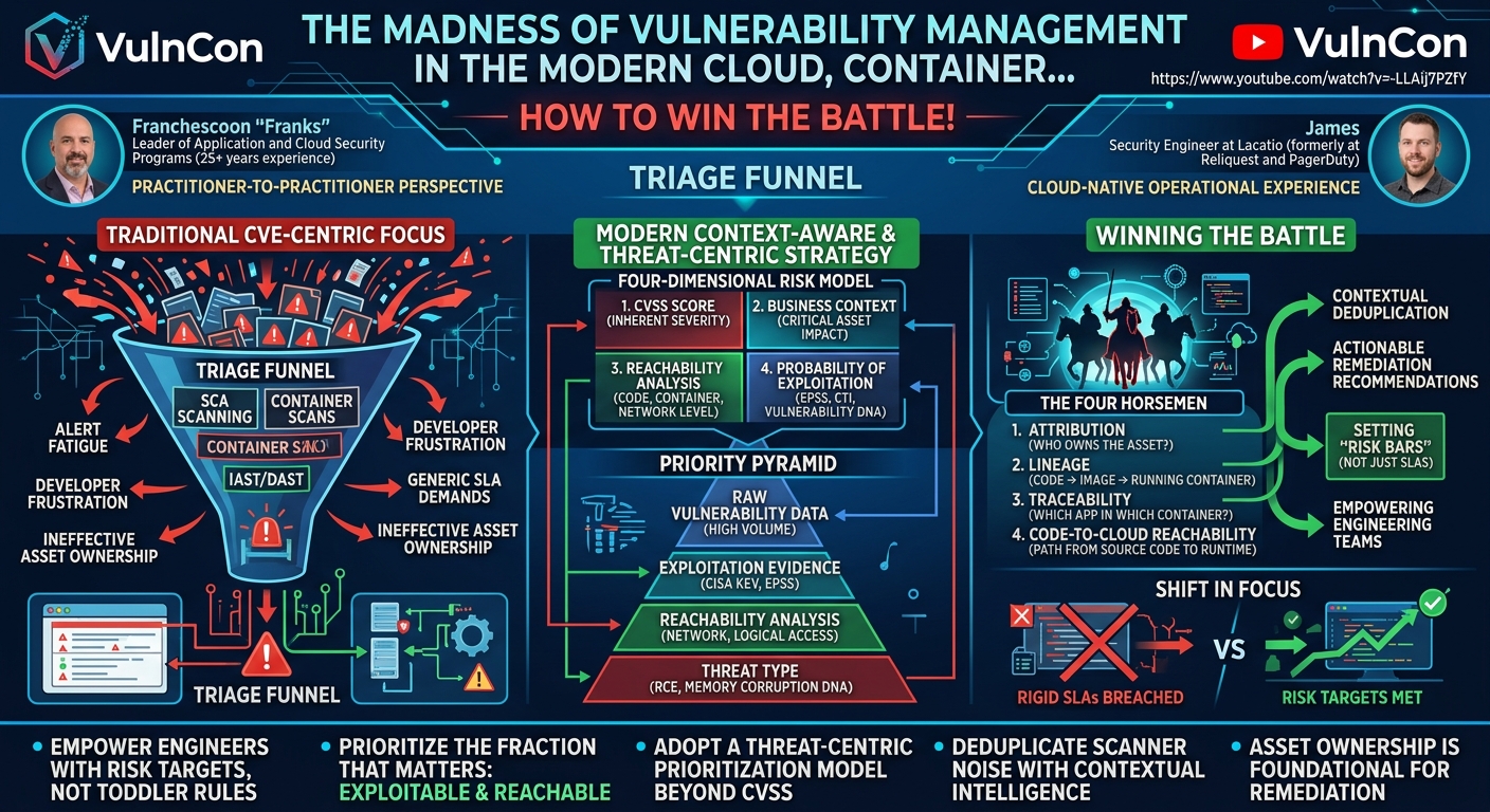 Visual summary for Madness of Vulnerability Management in Modern Cloud, Container, How to Win the Battle...