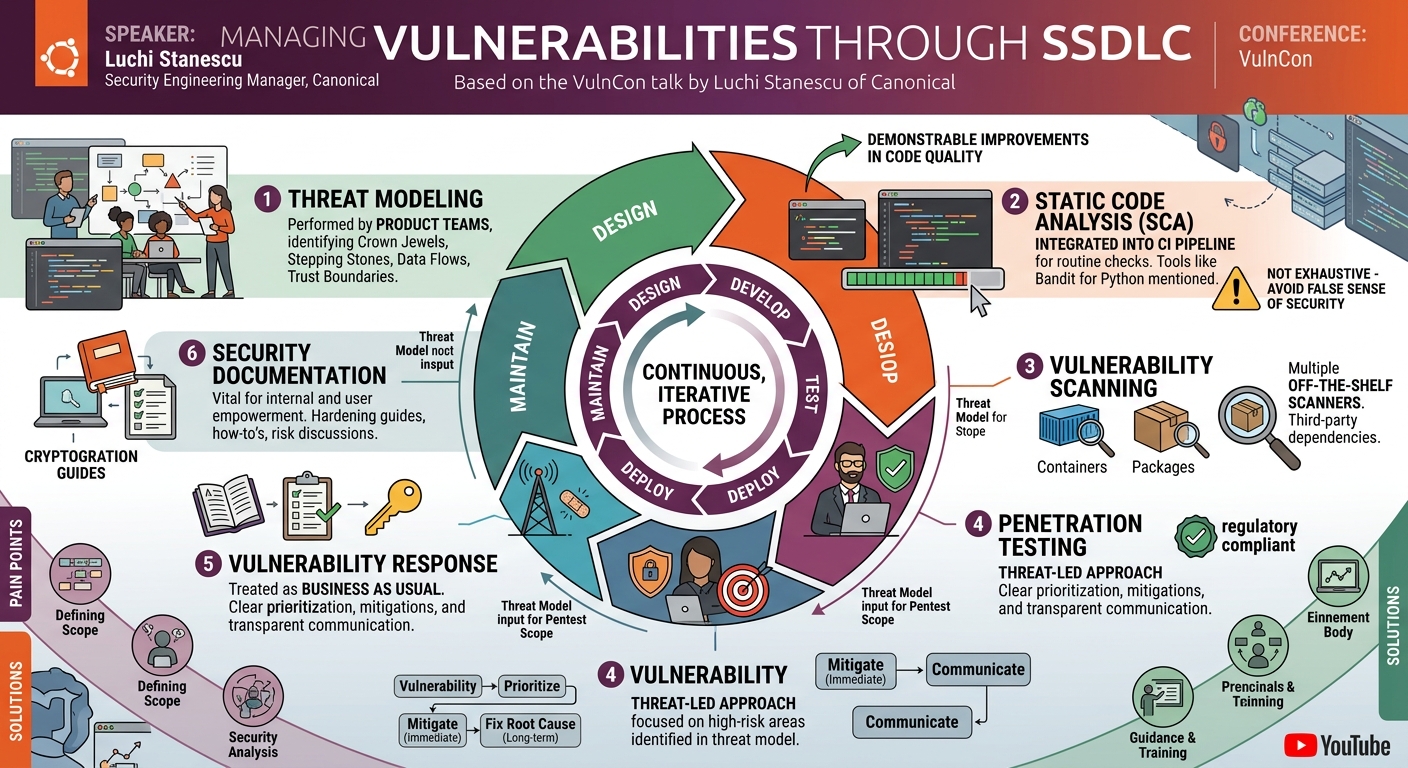 Visual summary for Managing Vulnerabilities through SSDLC by Luchi Stanesco